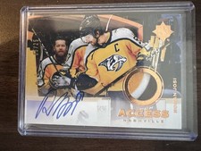 2020-21 Ultimate Access Roman Josi /25 Dual Jersey Patch Auto Predators On-Card!