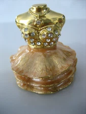 SIGNED IA GOLD TONE JEWELED ENAMEL BALLERINA TRINKET BOX