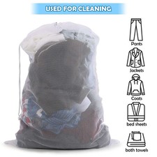 1-2pcs Thicken Mesh Protect Clothing Washing Heavy Duty Laundry Drawstring Bag