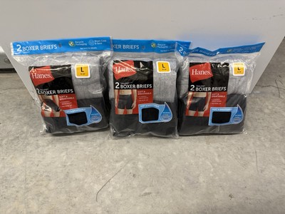 Lot Of 3 Men s Large Hanes Tagless Wicking Boxer Briefs 2 Pack 36-38