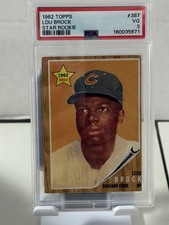 VINTAGE BASEBALL CARD 1962 TOPPS HOF LOU BROCK STAR ROOKIE VG PSA 3. rookie card picture