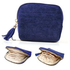 Mini Travel Jewelry Bag, Jewelry Organizer Pouch with Zipper, Small Blue