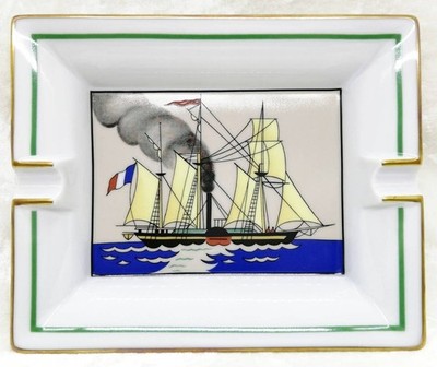 Hermes Paris Cigar Ashtray Change Tray Sailing Boat Ship Porcelain
