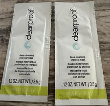 Mary Kay Clear Proof Deep-Cleansing Charcoal Mask Samples NEW -.12 oz -Lot of 2