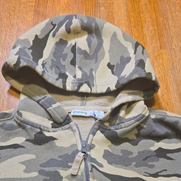 Greendog Kids 7X Sudadera con Capucha Verde Camuflaje Cremallera Completa Bolsillo Cordón Mezcla de Algodón Foto 3 de 4