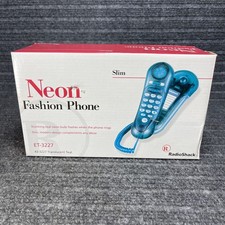 Vintage Radio Shack Slim Neon Fashion Phone Translucent Teal Blue Corded ET-3227
