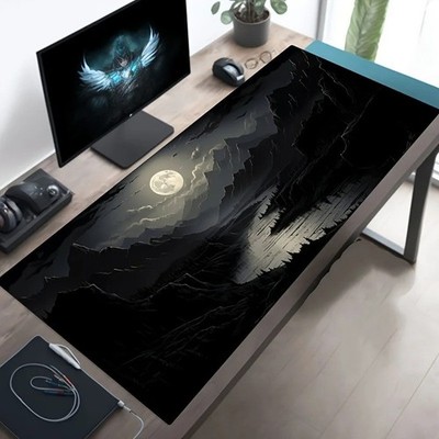 Großes rutschfestes Mauspad Night Moonlight Gaming Büro Schreibtisch Matte für Laptop UK