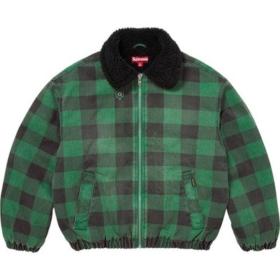 Supreme Faux Shearling Lined Bomber Jacket Plaid