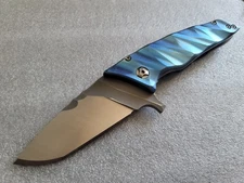 Phantom Steelworks Knives DUB Impact, Flame Blued Satin Ti, Murdered, Overbuilt