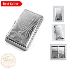 Elegant Metal Cigarette Case with Button Closure - Holds Regular to 100's Sizes