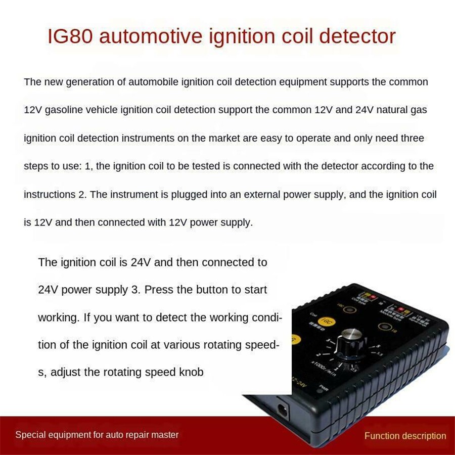 Black Ignition Coil Detector Tester Natural Gas 24V Gasoline Ignition Coil Test