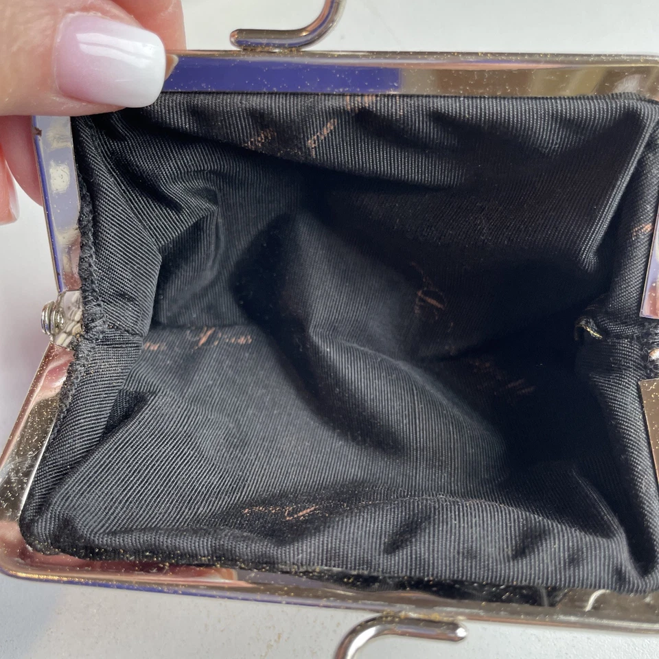 Monedero vintage de malla plateada Whiting & Davis con cerradura de beso Art Deco de lujo con caja Foto 4 de 4