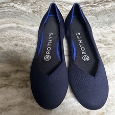 Rothy's The Flat Navy Blue Knit Washable Women 6 Slip On Ballet Style Shoe New