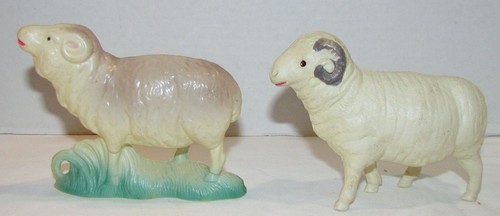 2 Celluloid Sheep Rams, Occupied Japan