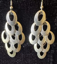 Chandelier Silver Tone Oval Dangle Earrings