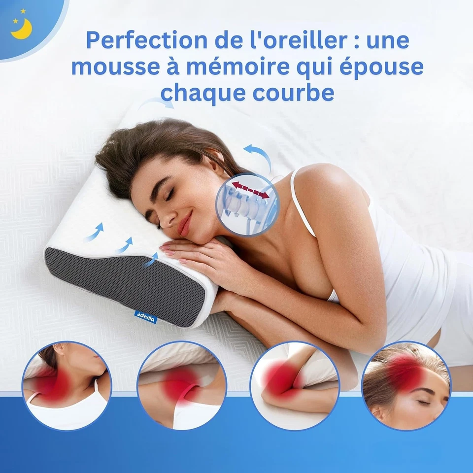Oreiller cervical mémoire de forme Papillon rafraîchissant - Photo 4/4