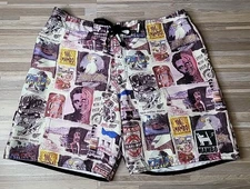 Mambo Australia Board Shorts Men's Size 36 Graphic Comic Portrait Skull Pinup