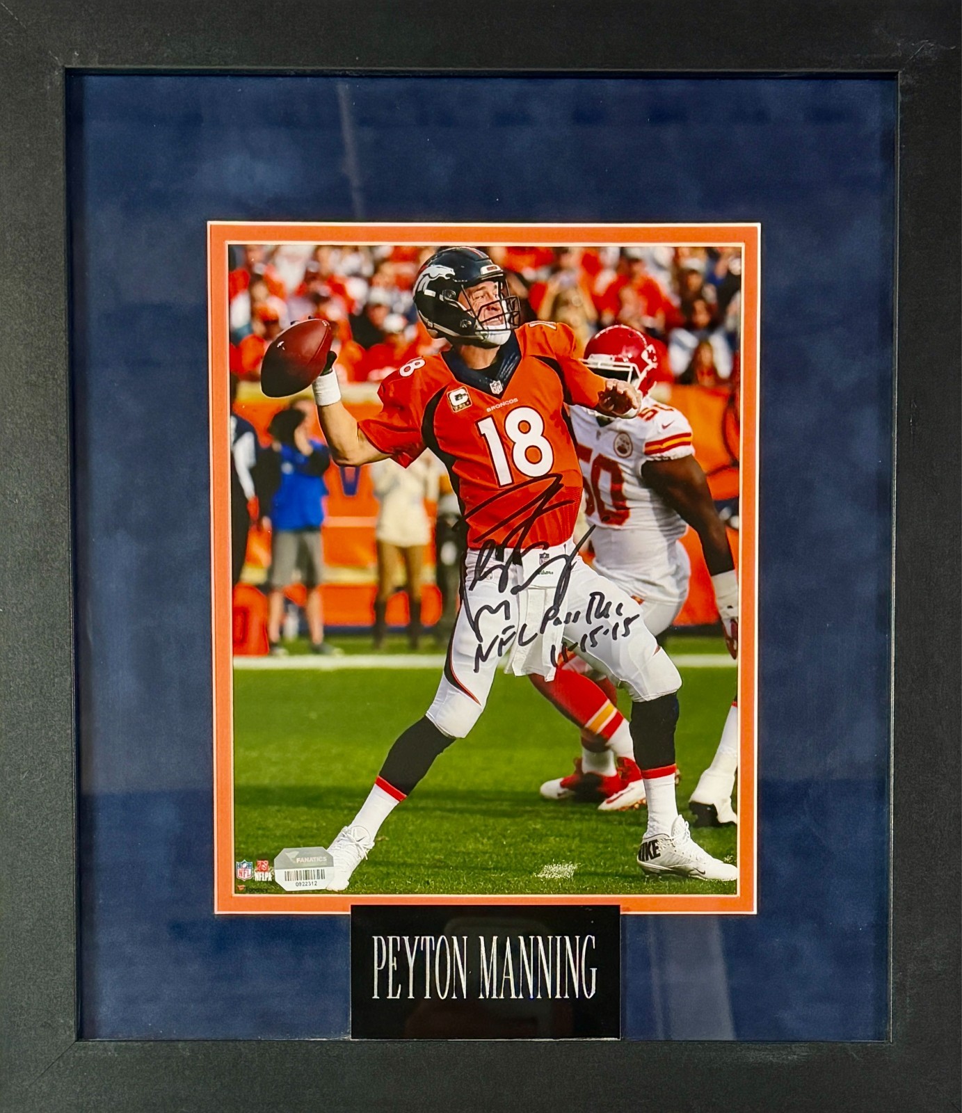 Peyton Manning Autographed & Inscribed 8x10 Photo Framed Broncos | Fanatics COA