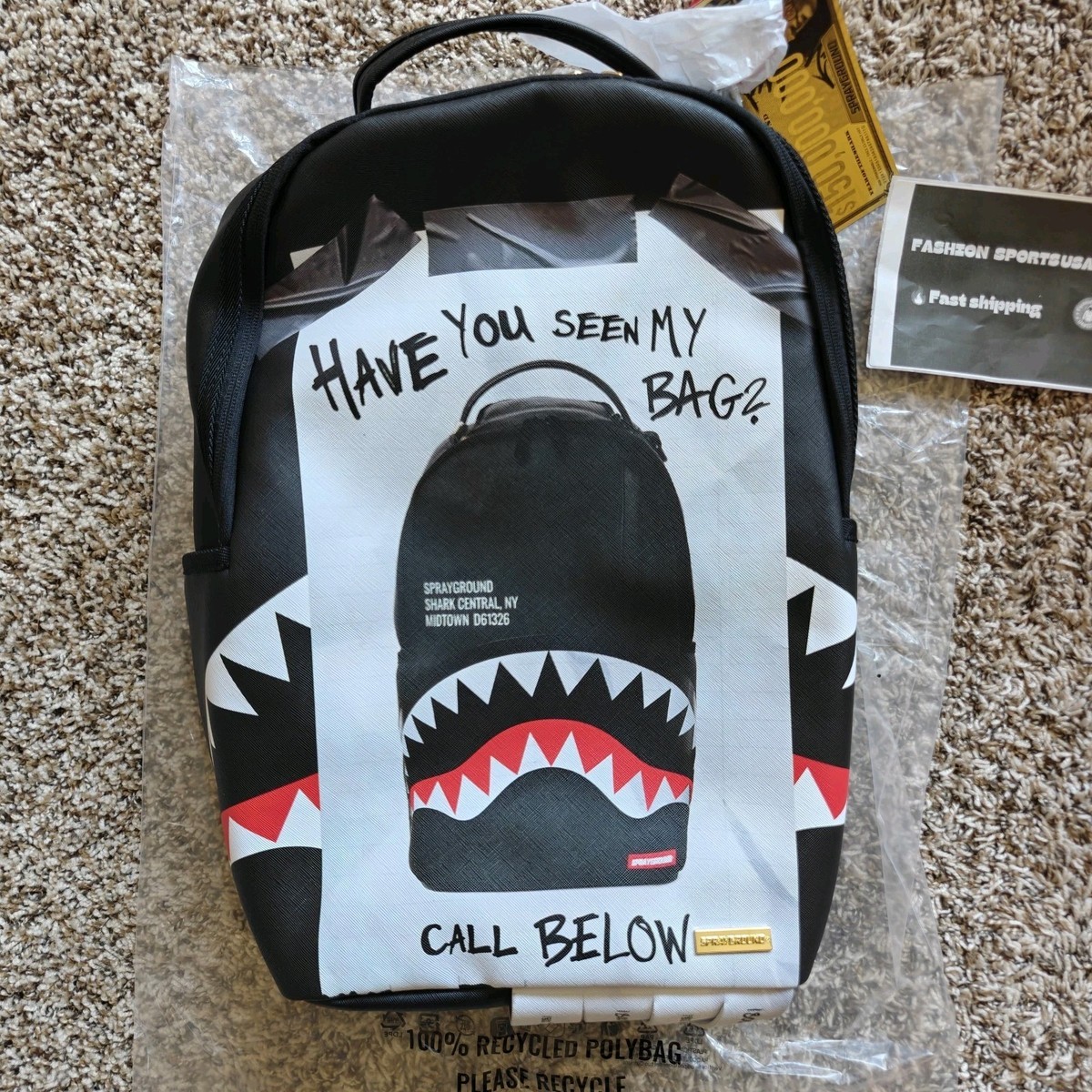 🔥 Sprayground Have You Seen My Bag? Backpack New Black Bookbag