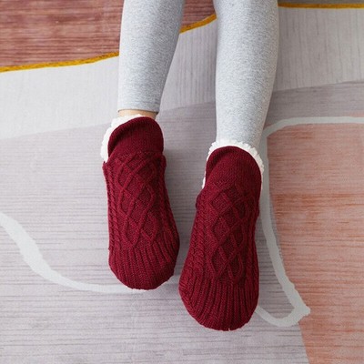 1/2 Pair Women Slipper Socks with Gripper Winter Non Slip Thick Fuzzy Warm Socks