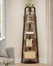 Corner Shelf, 5-Tier Ladder Corner Shelf, Ladder Bookshelf, 59.6" Tall Vertic...
