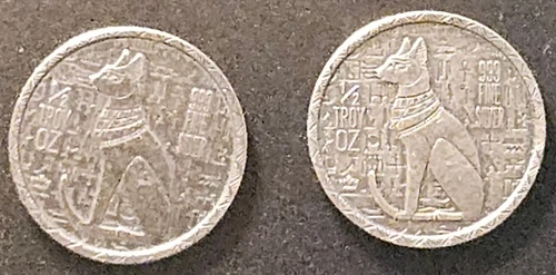 (2) 1/2 OZ SILVER EGYPT BASTET THE CAT GOD
