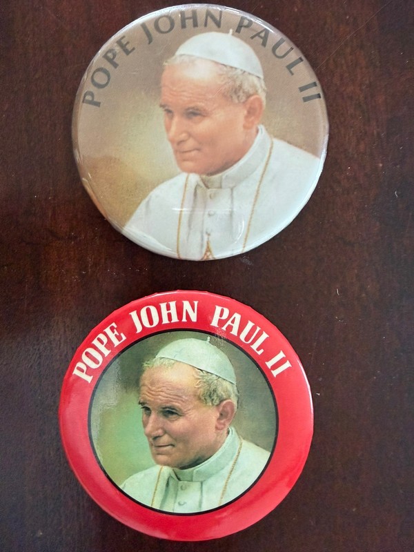 Lot of 2 Pope John Paul II 3” Buttons.