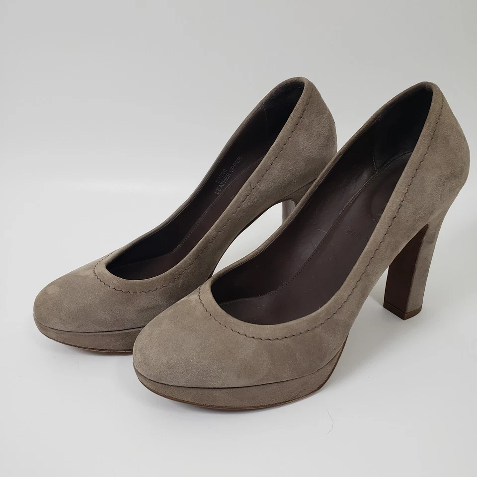 Salto J Crew plataforma bege camurça 6.5 feminino formal festa sapatos slip on - Imagem 2 de 4