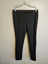 Counterparts Womens Black With Gray Dots Ponte Knit Pull On Ankle Pants Size M