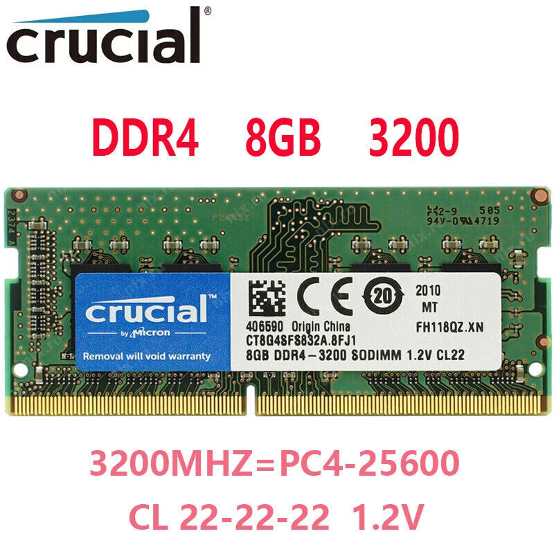 CRUCIAL 8GB DDR4 3200 MHz PC4-25600 Laptop SODIMM Non-ECC 260-Pin Memory RAM 8GB - Image 2 of 4