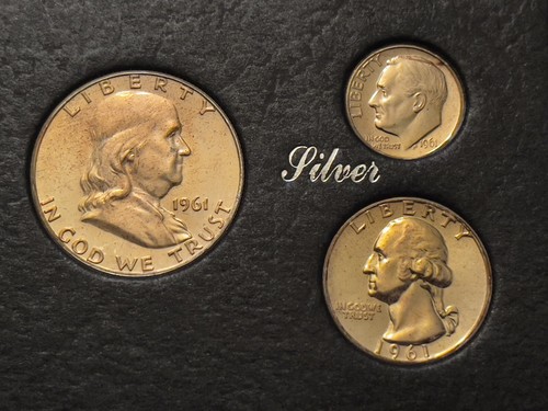 1961 U.S. Silver Proof Set In Plastic Holder w/OGP Envelope Beautifully Toned - Picture 7 of 17