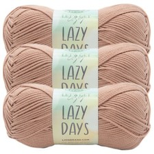  3 Pack Lion Brand Yarn 144-123AP Lazy Days Yarn, Taupe