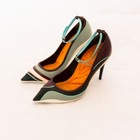 Dior Multicolor Mesh & Leather Pointed Toe Ankle Strap Pumps 36.5