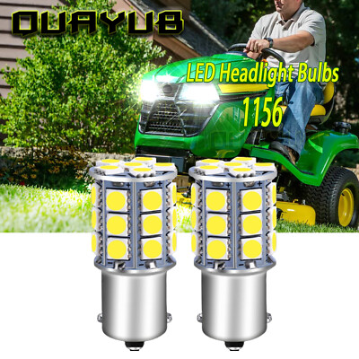 2x 6000K White LED for MTD lawn tractor head light bulb BA15S 1156