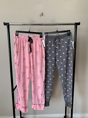 Lot of 2 Jenni Sz XS Soft Knit Jogger & Rayon Full Length Pajama Pants Bundle