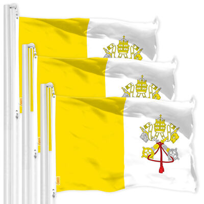 G128 3 Pack: Vatican City Flag 4x6 Ft Printed 150D Polyester