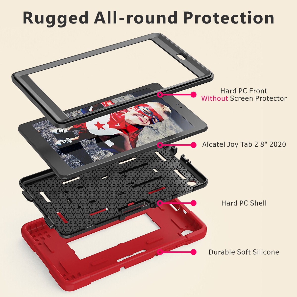 Custodia Rigida Mignova Per Alcatel Joy 2 E TCL Tab 9048S 8 Pollici &ndash; Antishock Con Cavalletto