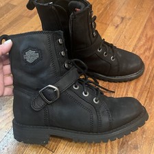 Harley-Davidson Women's 7M Black Motorcycle Boots D84684 Size 7M Zip