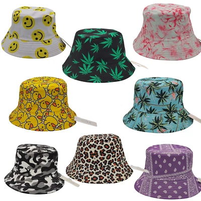MARKENLOS Fischerhut Bucket Hat Hut Eimerhut Anglerhut Monster Ente Hanf Flamingo Leo uni
