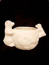 Polar Bear White Ceramic Planter By Harry & David