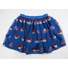Cat  Jack Blue Sequin Heart Layered Tulle Skirt Size S 6 6X EUC