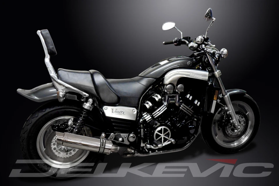 Yamaha VMX1200 V-Max 1984-2007 Kit de silenciador de escape redondo de acero inoxidable de 14" Foto 4 de 4