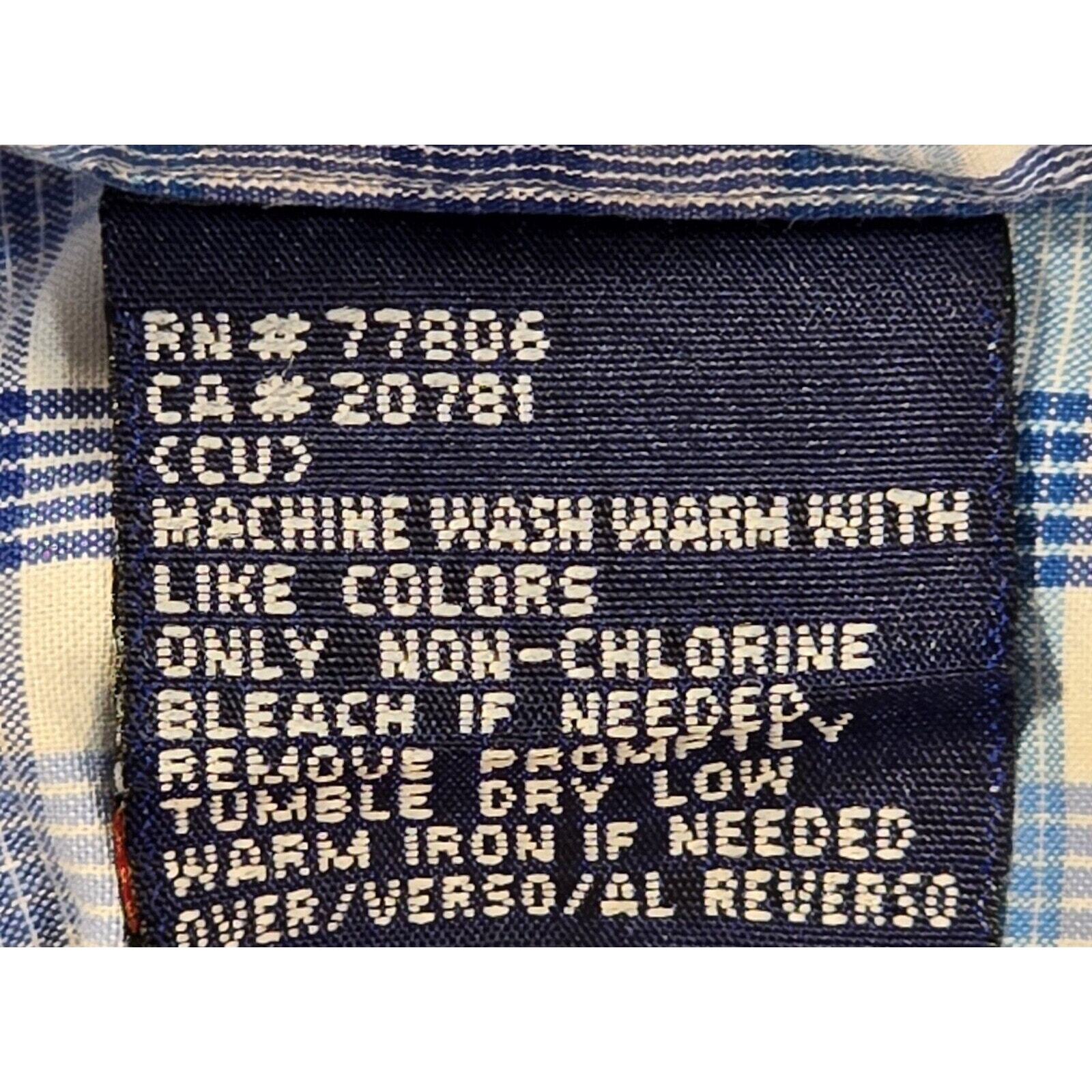 Tommy Hilfiger Mens 2xl Navy Blue Plaid Long Sleeve Business  