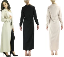 Long Duster Coat with Gold Zipper Black Duster Khaki Full Length Duster Jacket