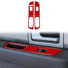 Rear Window Lift Switch Panel Trim For Ford F150 Raptor 2009-14 Red Carbon Fiber