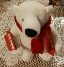 COCA COLA White PLUSH POLAR BEAR Red Scarf Rare 11" 2013 With TAGS Coke nwt