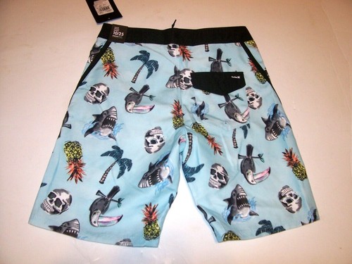 NEW Hurley sz 18 blue tropical fish board shorts boys youth swim trunks swimsuit - Picture 2 of 2