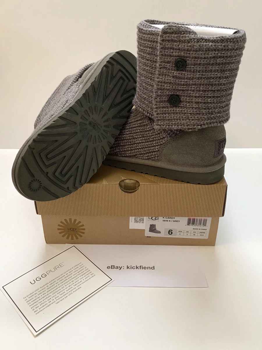 UGG Australia K Cardy Boots Grey Size 6 Girls Big Kids Pre Owned Great Condition
