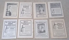 Baker's Cocoa  Advertisements Lot of 8 - 1