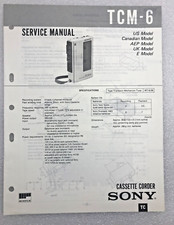 Original OEM Sony TCM-6 Service Manual Repair Cassette Corder Walkman 1984